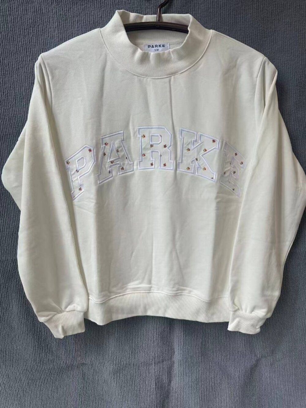 Parke Floral Embroidered Mock Neck Sweatshirt